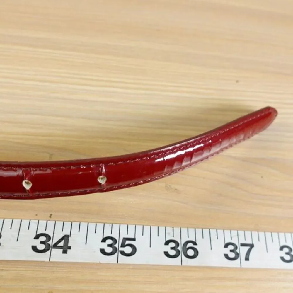Burgundy Skinny Leather Belt Womens S Red Classic Old Money Japanese Luxury $188